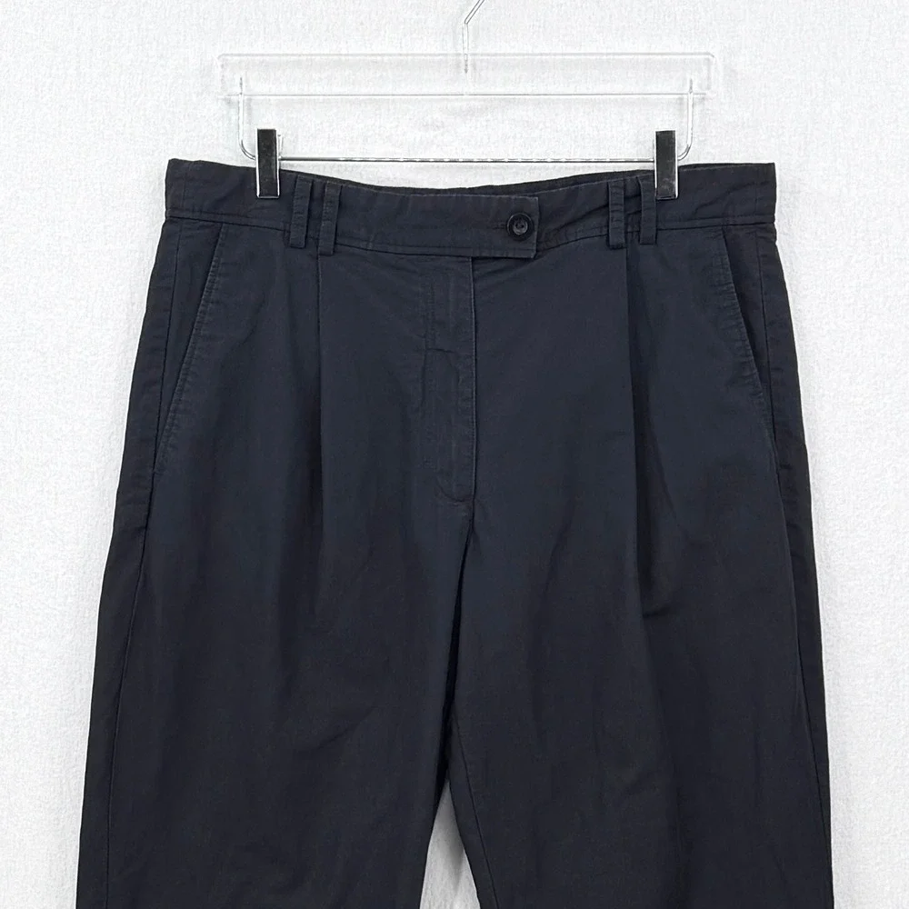 COS Linen Blend High Rise Pleated Pants Womens 14 Navy Blue Ankle Balloon